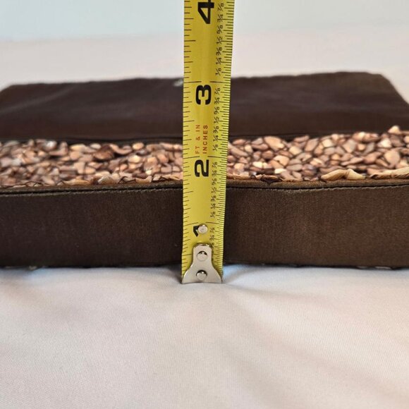 MOYNA Vintage Seashell Clutch, Shell Covered Fold Over Purse, Long Slim Clutch - Picture 11 of 13